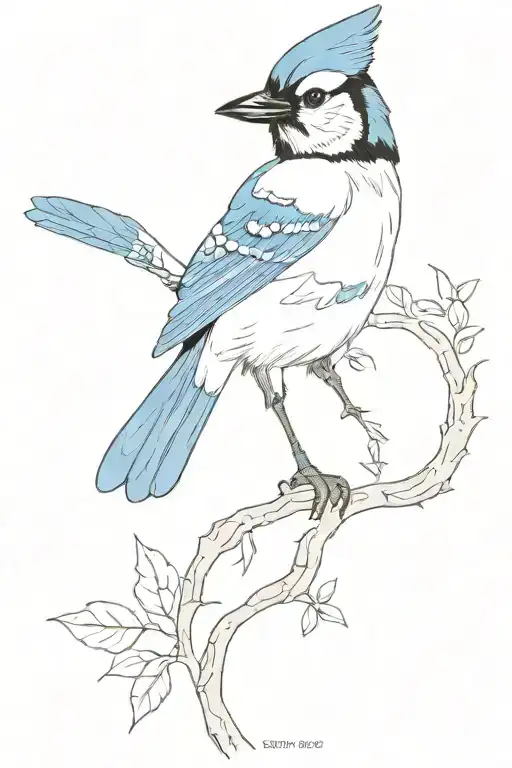 blue jay with marriage date of 11/28/09 tattoo design idea