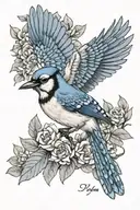 blue jay with marriage date of 11/28/09 tattoo design idea