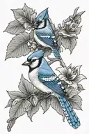 blue jay with marriage date of 11/28/09 tattoo design idea