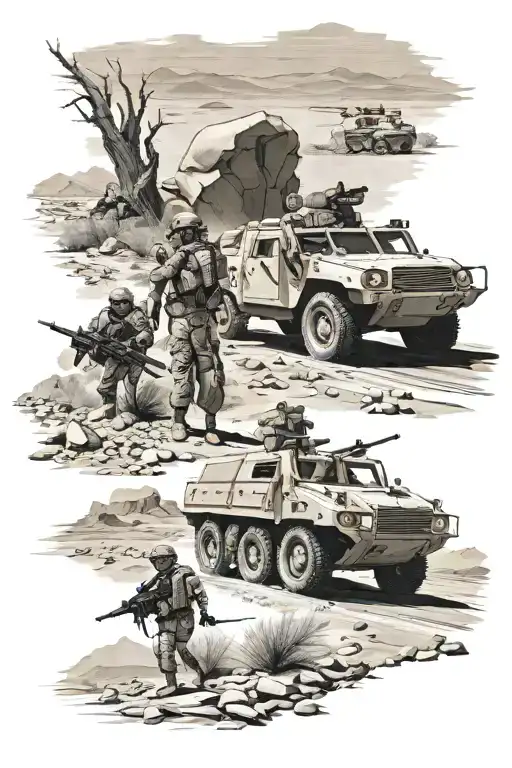 army desert scene arm sleeve tattoo tattoo design idea