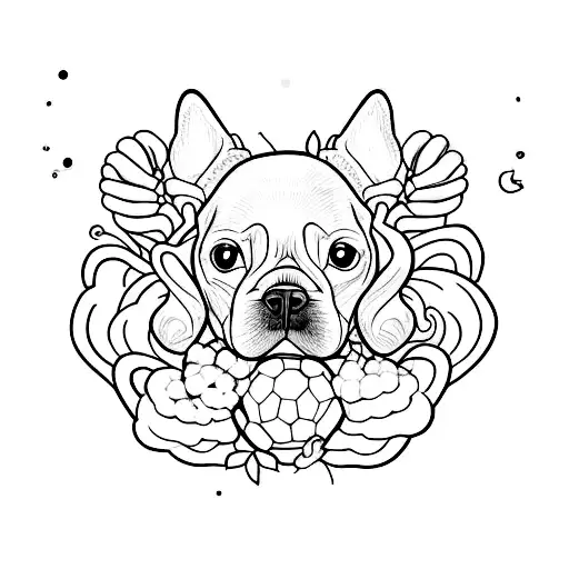 Pata de cachorro delicado desenhado com ramos e frutas de amoras tattoo design idea