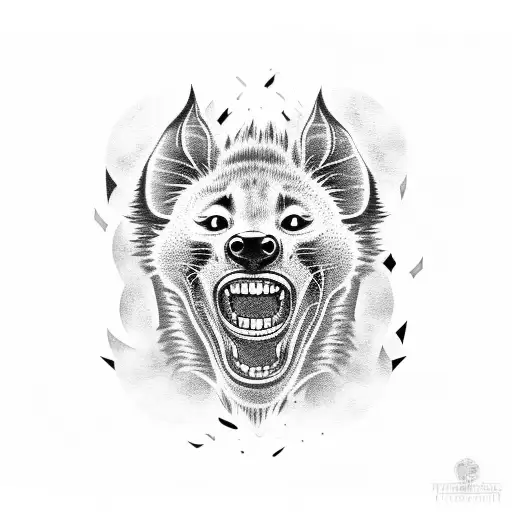 hyena laughing tattoo design idea