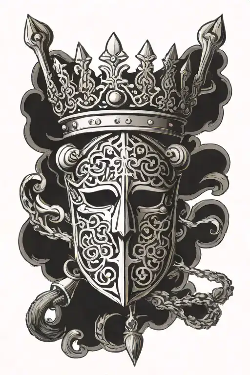 excalibur and crown tattoo design idea