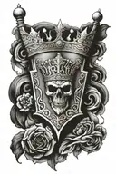 excalibur and crown tattoo design idea