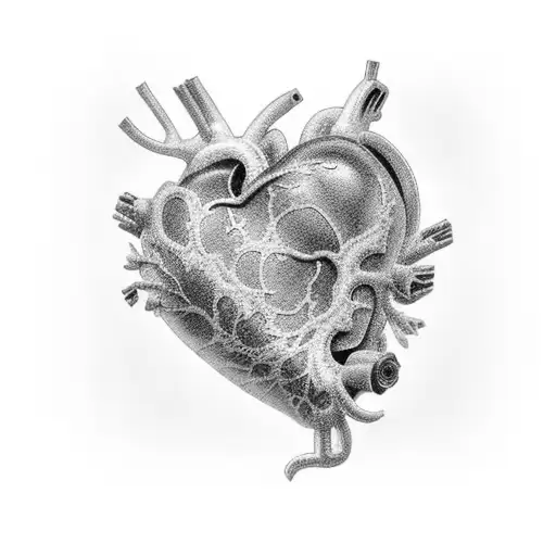 Heart of bone china and blue floral paterns sealed with golden Kintsugi tattoo design idea