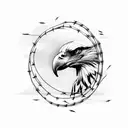 eagle, snake, barbed wire, feminine tattoo design idea