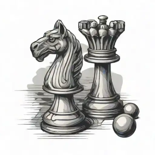 two chess pieces, a rook and a pawn   tattoo design idea