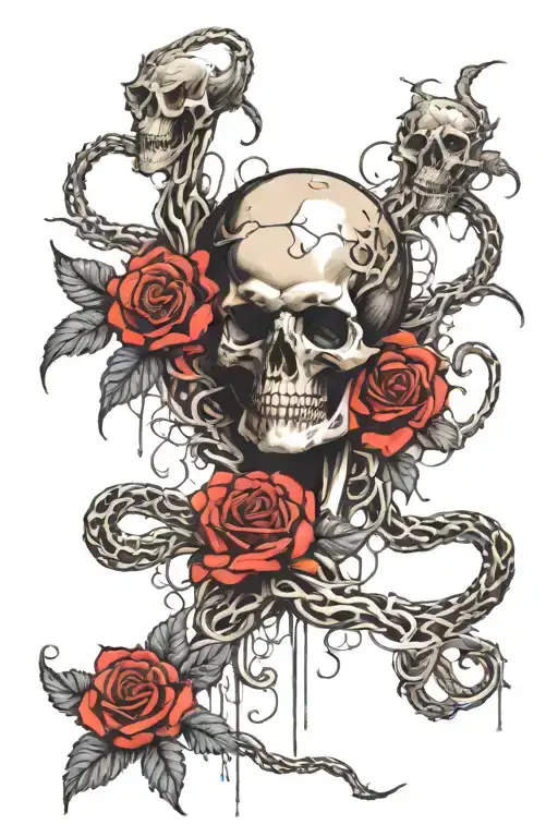 Medusa Snakes Skulls Roses tattoo design idea