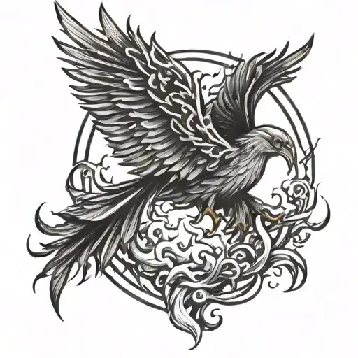 Phoenix rising from ashes tattoo design idea