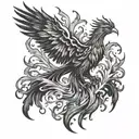 Phoenix rising from ashes tattoo design idea