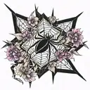 spider and flowers tattoo design idea