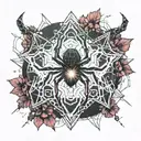 spider and flowers tattoo design idea