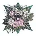 spider and flowers tattoo design idea