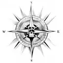 compass with skull tattoo design idea