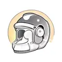 Picture a monkey wearing a vintage-style astronaut helmet with a reflective visor. The monkey is floating in outer space tattoo design idea