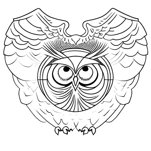 stencil of an owl coming out of a shell tattoo design idea