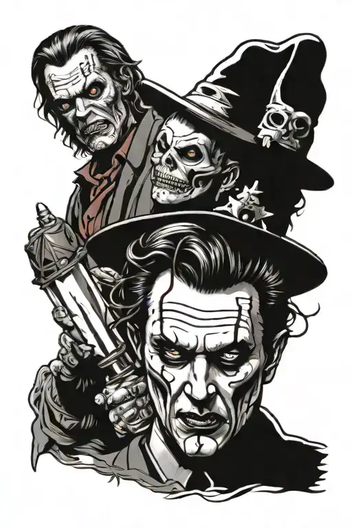 classic slasher movie villains tattoo design idea