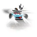 Design a tattoo featuring a dynamic racing scene with cars zooming past each other on a track tattoo design idea