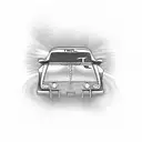 Design a tattoo featuring a dynamic racing scene with cars zooming past each other on a track tattoo design idea