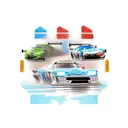 Design a tattoo featuring a dynamic racing scene with cars zooming past each other on a track tattoo design idea