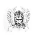 angel with ak47 and temida tattoo design idea