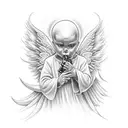 angel with ak47 and temida tattoo design idea