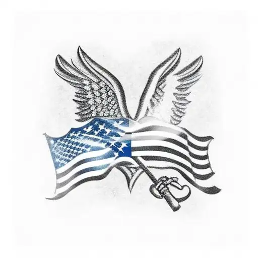 american eagle and american flag tattoo design idea