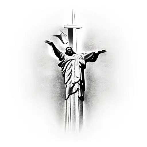 brazilian flag and christ of redeemer tattoo design idea