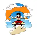 luffy gear 5 sit on clouds tattoo design idea