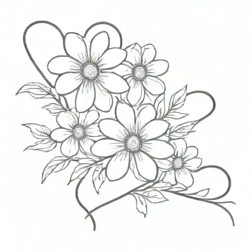 heart shaped daisies tattoo design idea