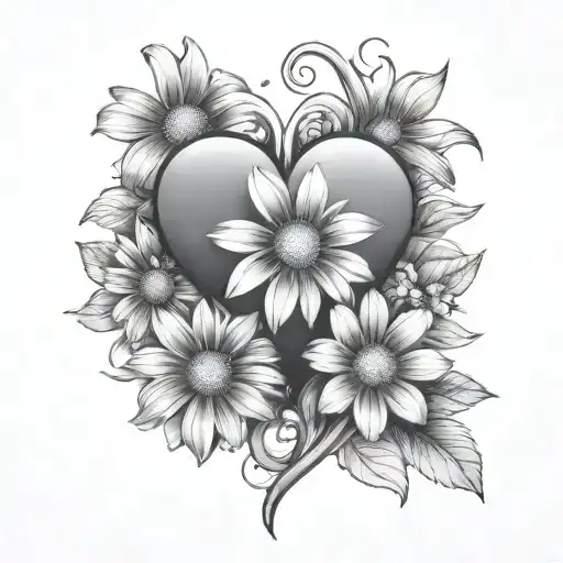 daisies in the shape of a heart tattoo design idea