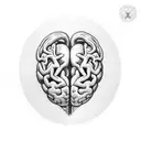 a balance with a realistic heart on one side and a realistic brain on the other side tattoo design idea