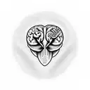 a balance with a realistic heart on one side and a realistic brain on the other side tattoo design idea