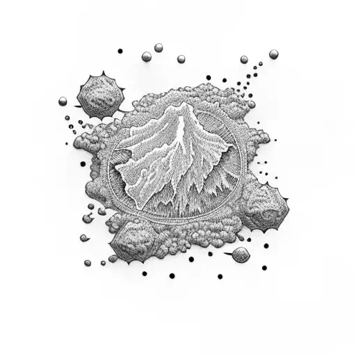 bottled volcano gardenia cork tattoo design idea