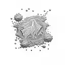 bottled volcano gardenia cork tattoo design idea