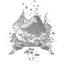 bottled volcano gardenia cork tattoo design idea
