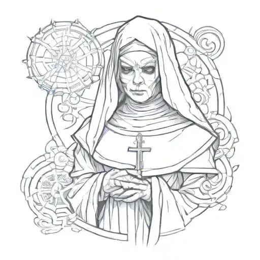 sinister nun tattoo design idea