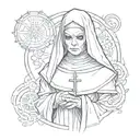 sinister nun tattoo design idea