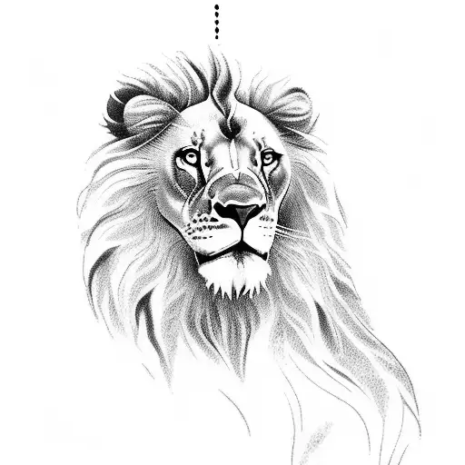 praying hands in front of lion with sun rising tattoo design idea