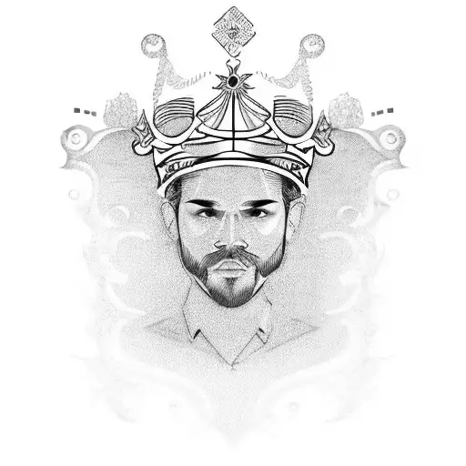 unique design of the name Reynaldo, with a crown above the R tattoo design idea