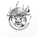 deer and moon tattoo design idea