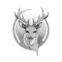 deer and moon tattoo design idea