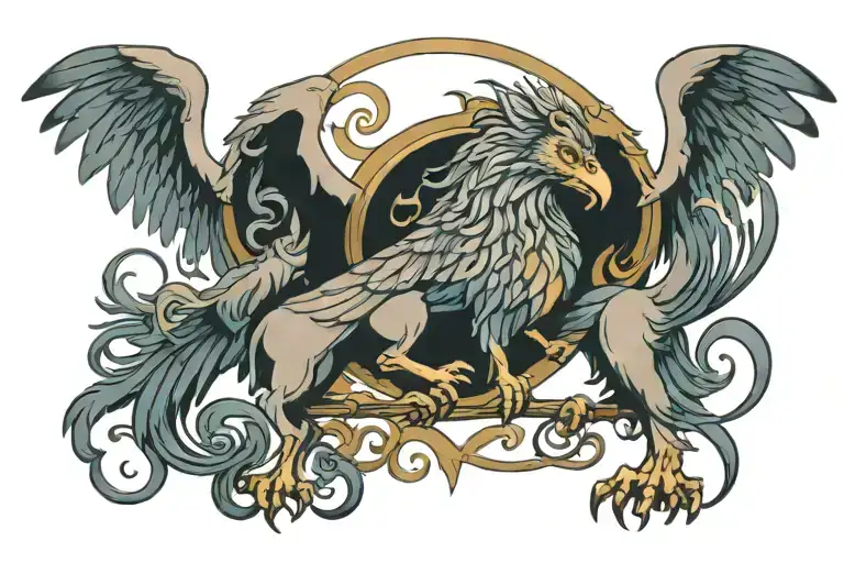 griffin polyamorous symbol composed tattoo design idea