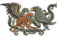 celtic griffin polyamorous relationship symbolized by intertwined tattoo design idea