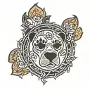 Paw Print with halo above   tattoo design idea
