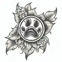 Paw Print with halo above   tattoo design idea