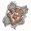 Paw Print with halo above   tattoo design idea