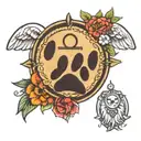 Paw Print with angel  halo above   tattoo design idea