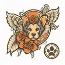 Paw Print with angel  halo above   tattoo design idea