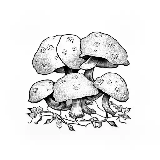 cherry blossom vines with a mushroom tattoo design idea